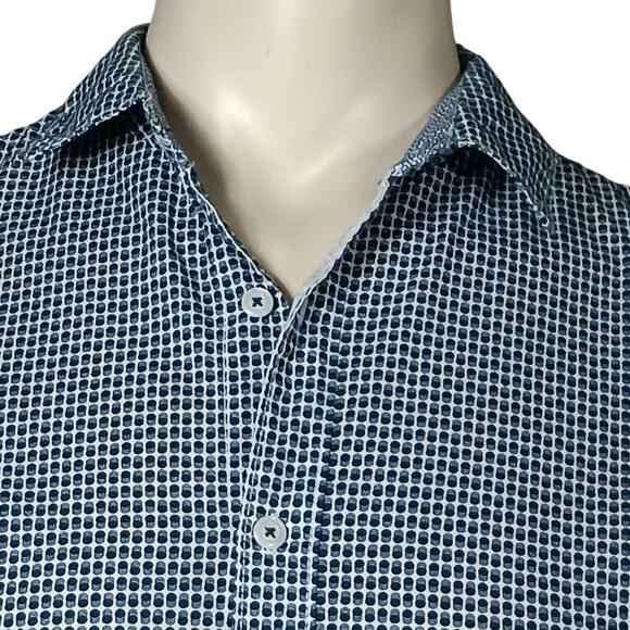 Michael Brandon Los Angeles Button Down Shirt Size Small Blue and White - Picture 2 of 10